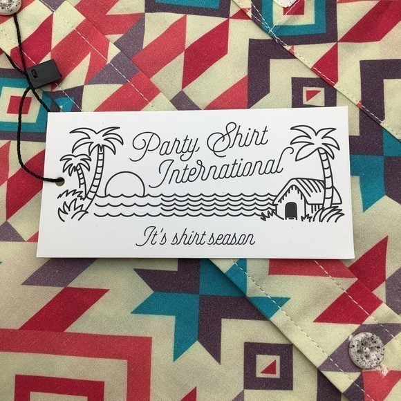 PSI Party Shirt International Mens‎ Short Sleeve Button Shirt Pink Blue 2XL NWT - Picture 6 of 8